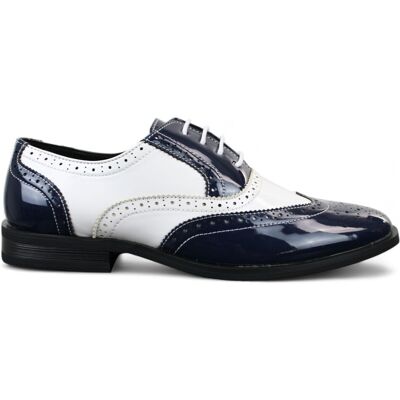 Infinity Leather Herren Lack Schnürschuhe Marineblau Weiß Brogues Elegante Abendschuhe Marine EU40 Infinity Leather Herren Lack Schnürschuhe Marineblau Weiß Brogues Elegante Abendschuhe Marine EU40