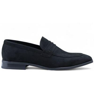Infinity Leather Herren Mokassin Loafer aus schwarzem Wildleder, elegante Slipper Schwarz EU45 Infinity Leather Herren Mokassin Loafer aus schwarzem Wildleder, elegante Slipper Schwarz EU45