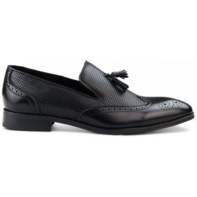 Infinity Leather Herren Mokassin Loafer mit Quaste, elegante Slip-On-Abendschuhe Schwarz EU46 Infinity Leather Herren Mokassin Loafer mit Quaste, elegante Slip-On-Abendschuhe Schwarz EU46