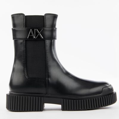 Armani Exchange Damen-Stiefeletten Signature AX Schwarz EU 38 Armani Exchange Damen-Stiefeletten Signature AX Schwarz EU 38