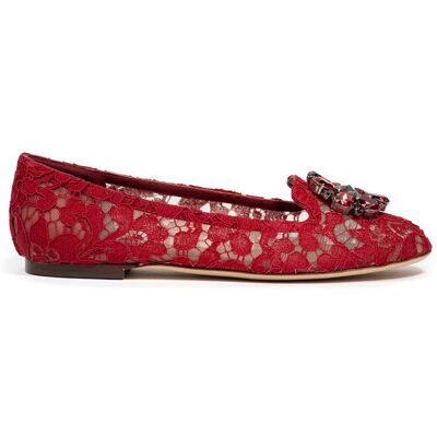 Dolce & Gabbana Spitzenballerinas Rote Verzierte Ballerinas Braun EU 37 Dolce & Gabbana Spitzenballerinas Rote Verzierte Ballerinas Braun EU 37