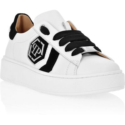 Philipp Plein Leather Lo-Top Sneakers Hexagon Weiß schwarz 30,5 EU/IT Philipp Plein Leather Lo-Top Sneakers Hexagon Weiß schwarz 30,5 EU/IT