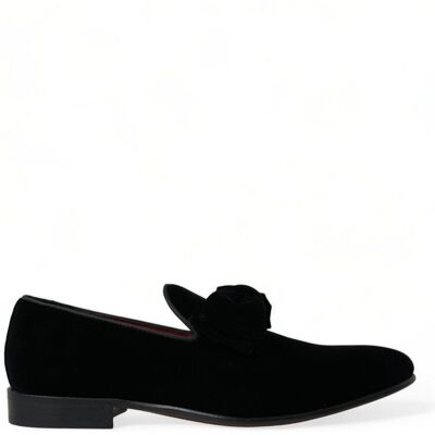 Dolce & Gabbana Samt Mokassins mit Schleifendetail Schwarz EU40 Dolce & Gabbana Samt Mokassins mit Schleifendetail Schwarz EU40
