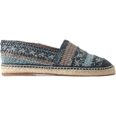 Dolce & Gabbana Gewebte Leder-Espadrilles Slipper Grau EU 42 / UK 8 Dolce & Gabbana Gewebte Leder-Espadrilles Slipper Grau EU 42 / UK 8