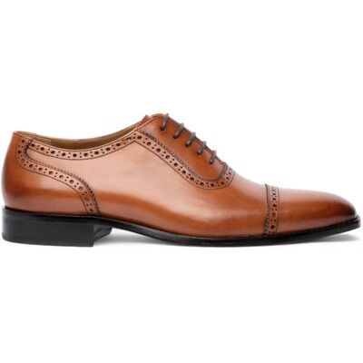 Chapman Moore Chapman & Moore Herren-Oxford-Schuhe aus hellbraunem Leder mit halbbrogueartiger Kappe Dunkelbraun EU45 Chapman Moore Chapman & Moore Herren-Oxford-Schuhe aus hellbraunem Leder mit halbbrogueartiger Kappe Dunkelbraun EU45