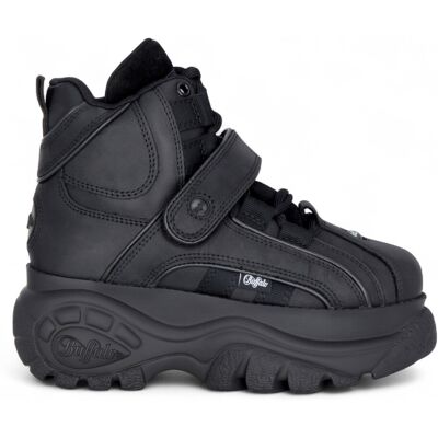 Buffalo Damen-Plateau-Stiefeletten aus schwarzem Leder – 1348-14 2.0 Schwarz US 39 Buffalo Damen-Plateau-Stiefeletten aus schwarzem Leder – 1348-14 2.0 Schwarz US 39