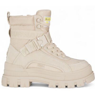 Buffalo Damen Beige Chunky Plateau-Kampfstiefel - ASPHA-COM1 Beige EU40 Buffalo Damen Beige Chunky Plateau-Kampfstiefel - ASPHA-COM1 Beige EU40