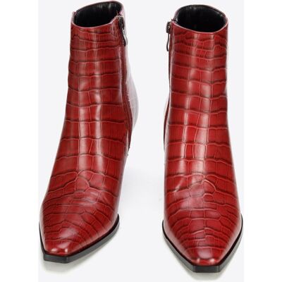 Wittchen Damen-Ankle-Boots aus burgunderrotem Krokoleder mit hohem Absatz Bordo EU 37 Wittchen Damen-Ankle-Boots aus burgunderrotem Krokoleder mit hohem Absatz Bordo EU 37