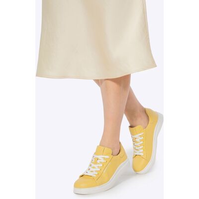 Wittchen Damen-Plateau-Sneaker, klassisch gelb, Naturleder Gelb US 39 Wittchen Damen-Plateau-Sneaker, klassisch gelb, Naturleder Gelb US 39