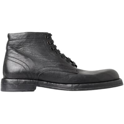 Dolce & Gabbana Leder Schnürstiefeletten Schwarz EU43 Dolce & Gabbana Leder Schnürstiefeletten Schwarz EU43
