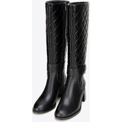 Wittchen Damen-Ankle-Boots aus Leder mit gestepptem Absatz, schwarz und silber Schwarz US 39 Wittchen Damen-Ankle-Boots aus Leder mit gestepptem Absatz, schwarz und silber Schwarz US 39