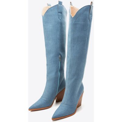 Wittchen Damen-Cowboystiefel, lang, hellblauer Denim, hellblaue Baumwolle Blau EU 37 Wittchen Damen-Cowboystiefel, lang, hellblauer Denim, hellblaue Baumwolle Blau EU 37