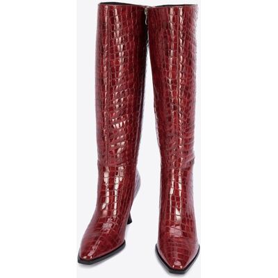 Wittchen Damen-Stiefeletten aus Lackleder mit Krokoprägung und hohem Absatz Bordo EU 38 Wittchen Damen-Stiefeletten aus Lackleder mit Krokoprägung und hohem Absatz Bordo EU 38