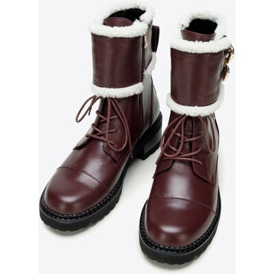 Wittchen Damen-Lederstiefel mit Schnallen und Lammfell, Pflaume, Naturleder Lila US 39 Wittchen Damen-Lederstiefel mit Schnallen und Lammfell, Pflaume, Naturleder Lila US 39
