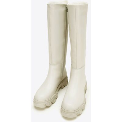 Wittchen Damen-Lederstiefel mit dicker Sohle und Reißverschluss, graubeige Grau US 39 Wittchen Damen-Lederstiefel mit dicker Sohle und Reißverschluss, graubeige Grau US 39