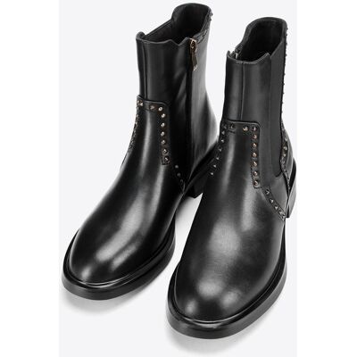 Wittchen Damen-Chelsea-Boots aus Leder mit Ziernieten, schwarz, Naturleder Schwarz US 39 Wittchen Damen-Chelsea-Boots aus Leder mit Ziernieten, schwarz, Naturleder Schwarz US 39