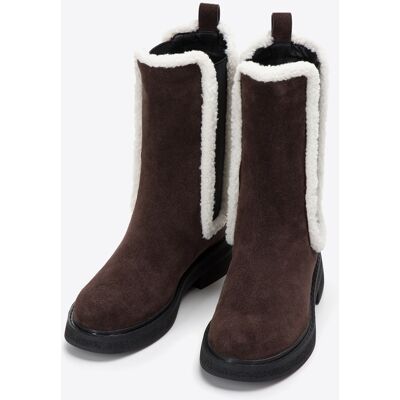 Wittchen Damen-Chelsea-Boots aus Wildleder mit Kunstfellbesatz, Dunkelbraun Dunkelbraun EU 37 Wittchen Damen-Chelsea-Boots aus Wildleder mit Kunstfellbesatz, Dunkelbraun Dunkelbraun EU 37
