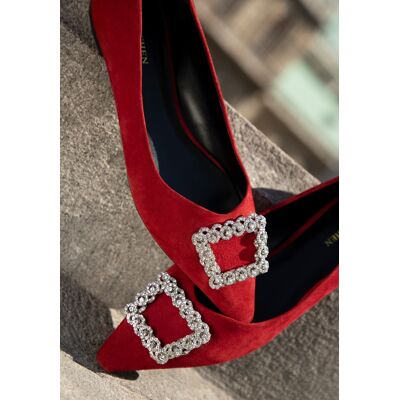 Wittchen Damen-Ballerinas aus rotem Wildleder mit Schnalle Rot US 39 Wittchen Damen-Ballerinas aus rotem Wildleder mit Schnalle Rot US 39