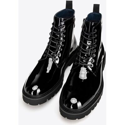 Wittchen Herren-Kampfstiefel aus Lackleder, schwarz Schwarz EU43 Wittchen Herren-Kampfstiefel aus Lackleder, schwarz Schwarz EU43