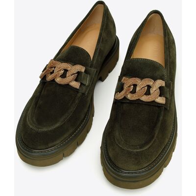 Wittchen Damen-Loafer aus Wildleder mit Zierkette auf Plateau, dunkelgrün Dunkelgrün EU40 Wittchen Damen-Loafer aus Wildleder mit Zierkette auf Plateau, dunkelgrün Dunkelgrün EU40
