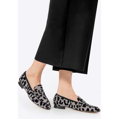 Wittchen Damen-Mokassins mit Leopardenmuster aus echtem Leder, Grau und Schwarz Grau EU 38 Wittchen Damen-Mokassins mit Leopardenmuster aus echtem Leder, Grau und Schwarz Grau EU 38