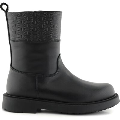 Philipp Plein Leather Low Boots Monogram Schwarz EU 34 Philipp Plein Leather Low Boots Monogram Schwarz EU 34
