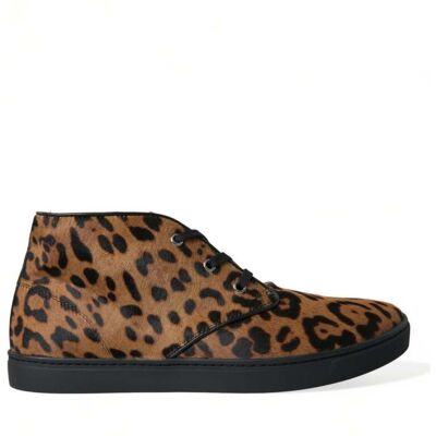 Dolce & Gabbana Braune Leoparden Ponyhaar Leder Sneaker Schuhe Braun 42,5 EU/IT Dolce & Gabbana Braune Leoparden Ponyhaar Leder Sneaker Schuhe Braun 42,5 EU/IT