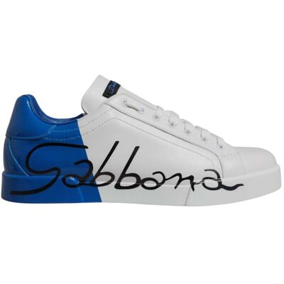 Dolce & Gabbana Weiße Blaue Leder Logo Niedrigschnitt Sneaker Schuhe Blau EU44,5 Dolce & Gabbana Weiße Blaue Leder Logo Niedrigschnitt Sneaker Schuhe Blau EU44,5