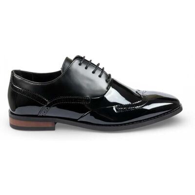 Infinity Leather Schwarze Herren-Brogue-Schuhe aus Lackleder mit Flügelkappe Schwarz EU43 Infinity Leather Schwarze Herren-Brogue-Schuhe aus Lackleder mit Flügelkappe Schwarz EU43