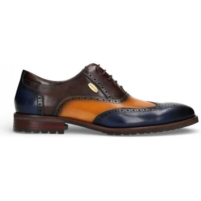 laura vita Lorenzo Conti Herren-Brogue-Oxford-Schuhe aus blau-braunem Leder - Antonin 01 Blau EU44 laura vita Lorenzo Conti Herren-Brogue-Oxford-Schuhe aus blau-braunem Leder - Antonin 01 Blau EU44