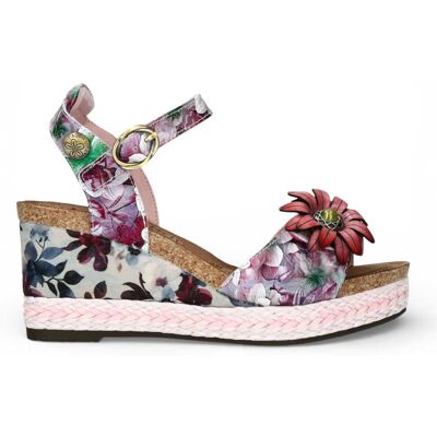 Laura Vita Damen-Espadrilles Facyo 75, lila-violett, mit Blumenmuster, aus Leder, Keilabsatz Lila EU41 Laura Vita Damen-Espadrilles Facyo 75, lila-violett, mit Blumenmuster, aus Leder, Keilabsatz Lila EU41