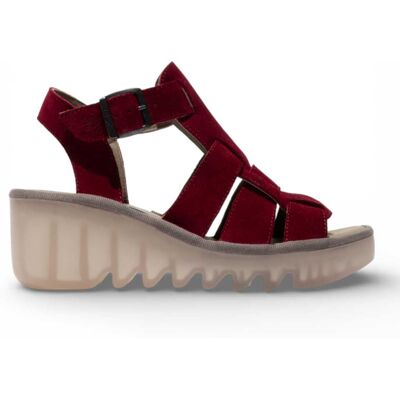 Fly London Damen-Keilsandalen BAIC621FLY aus beerenrotem Wildleder Burgund EU 36 Fly London Damen-Keilsandalen BAIC621FLY aus beerenrotem Wildleder Burgund EU 36