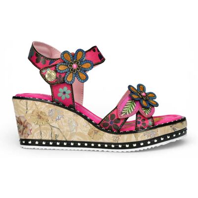 Laura Vita Damen Ballon 08 Espadrilles-Sandalen aus fuchsiafarbenem Leder mit Blumenmuster und Keilabsatz Rosa US 39 Laura Vita Damen Ballon 08 Espadrilles-Sandalen aus fuchsiafarbenem Leder mit Blumenmuster und Keilabsatz Rosa US 39
