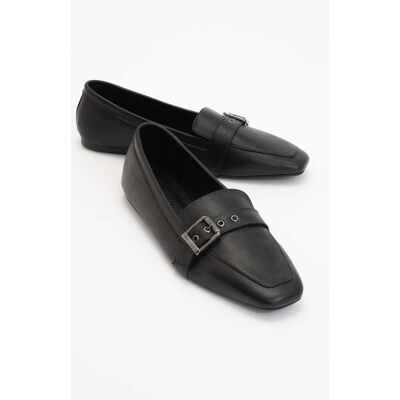 Forever & Always Noir Leder Flach Loafer Damen Schwarz EU 36 Forever & Always Noir Leder Flach Loafer Damen Schwarz EU 36
