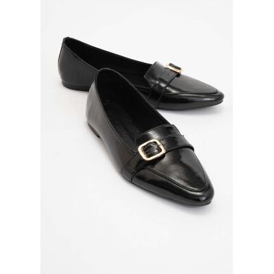 Forever & Always Zarina Spitze Zehenpartie Leder Flache Schuhe Damen Schwarz EU 36 Forever & Always Zarina Spitze Zehenpartie Leder Flache Schuhe Damen Schwarz EU 36