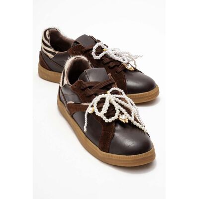 Forever & Always Taren Leather Pearl Buckle Turnschuhe Women Braun EU 37 Forever & Always Taren Leather Pearl Buckle Turnschuhe Women Braun EU 37