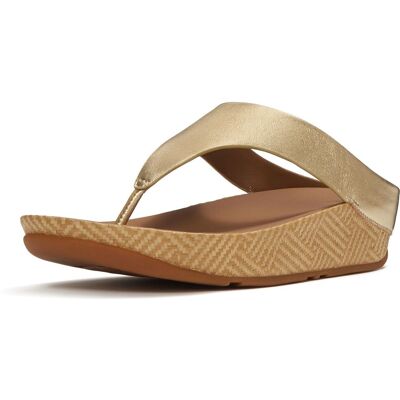 Fitflop Lulu Lux Graphic-Weave Zehensteg-Leder Sandalen für Frauen in Platino Gold EU 38 / UK 5 Fitflop Lulu Lux Graphic-Weave Zehensteg-Leder Sandalen für Frauen in Platino Gold EU 38 / UK 5