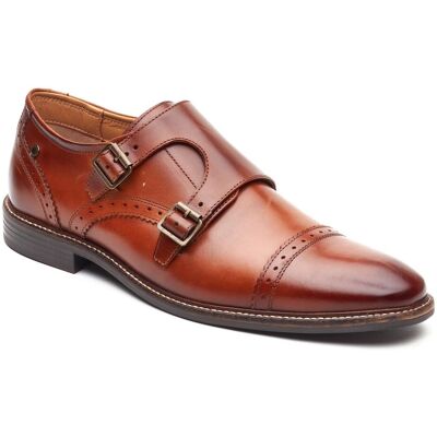 Base London Henley Mönch Leder Herren Schuhe in Burnt Tan mit doppeltem Mönchverschluss Bräunen EU 40,5 / UK 7 Base London Henley Mönch Leder Herren Schuhe in Burnt Tan mit doppeltem Mönchverschluss Bräunen EU 40,5 / UK 7