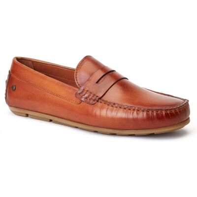 Base London Collins Driver Leder Herren Loafers in verbranntem Tan Bräunen EU 39/UK 6 Base London Collins Driver Leder Herren Loafers in verbranntem Tan Bräunen EU 39/UK 6