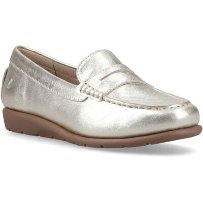 Hush Puppies Shelby Leder Damen Mokassins in Gold Gold EU 36 / UK 3 Hush Puppies Shelby Leder Damen Mokassins in Gold Gold EU 36 / UK 3