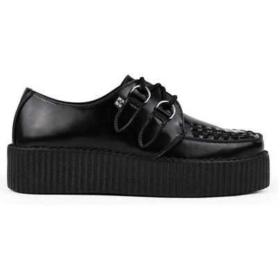 T.U.K. Shoes TUK Viva High Creeper Schwarze Leder-Plateau-Schnürschuhe im Gothic-Stil - AV6802 Schwarz EU 36 T.U.K. Shoes TUK Viva High Creeper Schwarze Leder-Plateau-Schnürschuhe im Gothic-Stil - AV6802 Schwarz EU 36