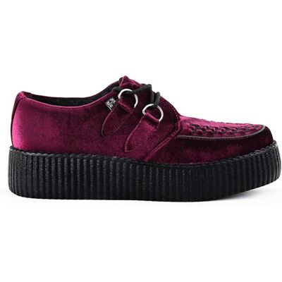 T.U.K. Shoes TUK Viva High Creeper Burgunderrote Samt-Plateau-Schnürschuhe im Gothic-Stil - AV6802 Burgund EU 38 T.U.K. Shoes TUK Viva High Creeper Burgunderrote Samt-Plateau-Schnürschuhe im Gothic-Stil - AV6802 Burgund EU 38
