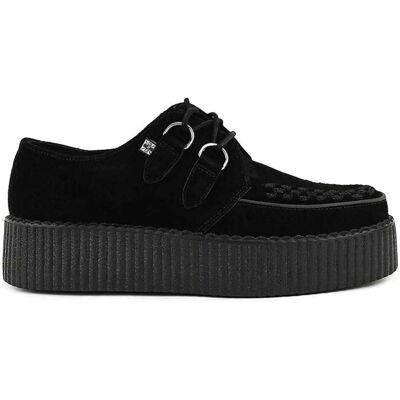 T.U.K. Shoes TUK Viva High Creeper Schwarze Wildleder-Plateau-Schnürschuhe im Gothic-Stil - AV6802 Schwarz US 39 T.U.K. Shoes TUK Viva High Creeper Schwarze Wildleder-Plateau-Schnürschuhe im Gothic-Stil - AV6802 Schwarz US 39