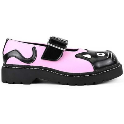 T.U.K. Shoes TUK Damen Mary Jane Kitty Pink Schwarze Leder Plateau Gothic Schuhe - T2344 Rosa US 39 T.U.K. Shoes TUK Damen Mary Jane Kitty Pink Schwarze Leder Plateau Gothic Schuhe - T2344 Rosa US 39