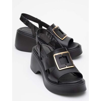 Forever & Always Lucia Leder Schnalle Plateau Sandale Schwarz EU 37 Forever & Always Lucia Leder Schnalle Plateau Sandale Schwarz EU 37