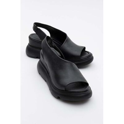 Forever & Always Agusto Leder-Plateau-Sandale (Damen) Schwarz EU 38 Forever & Always Agusto Leder-Plateau-Sandale (Damen) Schwarz EU 38