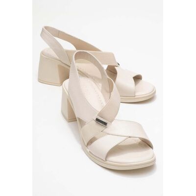 Forever & Always Crina Elasticated Leder Klobig Absatz Sandale Beige US 39 Forever & Always Crina Elasticated Leder Klobig Absatz Sandale Beige US 39