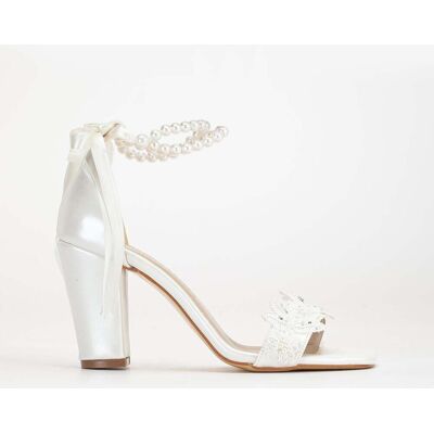 Forever & Always Helene Lace Bridal Heeled Sandalen with Pearls Elfenbein US 39 Forever & Always Helene Lace Bridal Heeled Sandalen with Pearls Elfenbein US 39