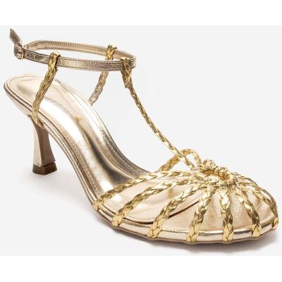 Prologue Gerald Geflochtener Riemen Stiletto Pumps Gold EU 37 Prologue Gerald Geflochtener Riemen Stiletto Pumps Gold EU 37