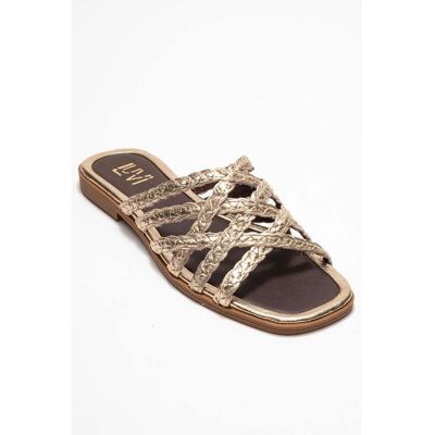 Forever & Always Alisha Leder Slide Sandale Gold US 39 Forever & Always Alisha Leder Slide Sandale Gold US 39